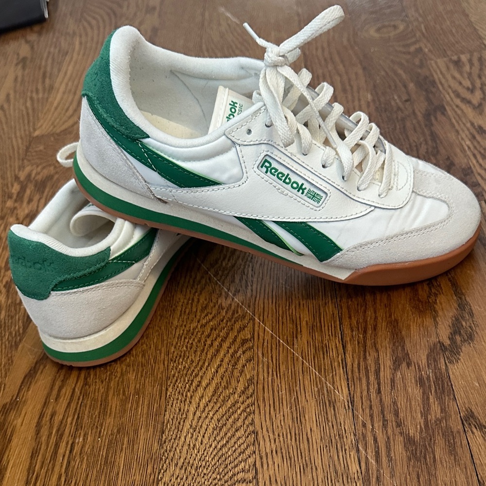 Reebok Classic White and Green Shoes